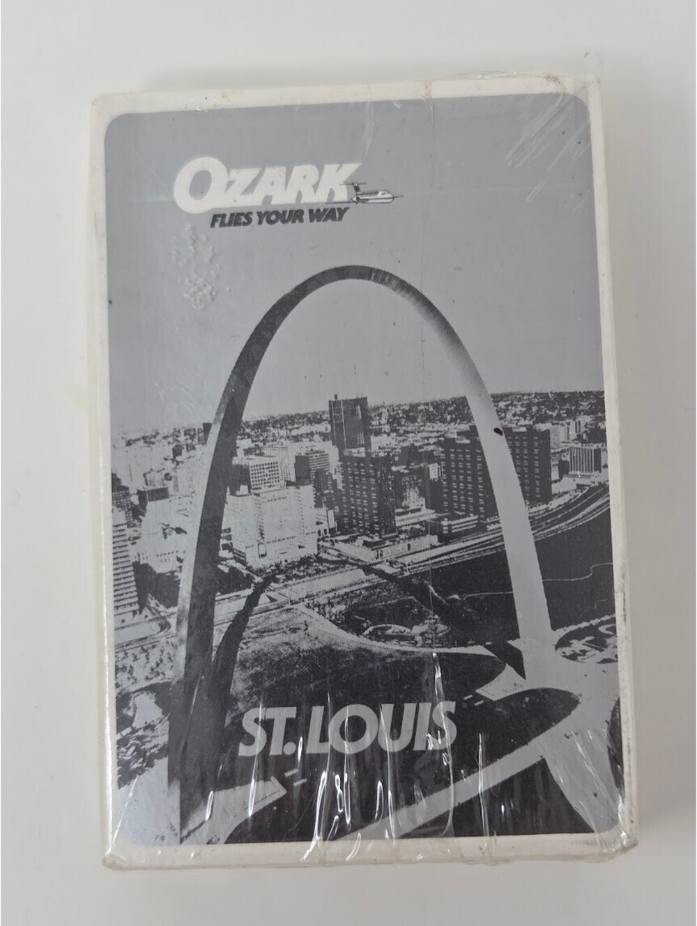Vintage Ozark Airlines St Louis Arch Bridge Playing Cards Sealed Deck Plastic